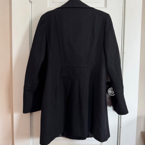 Anne Klein Black Peacoat Women’s Classic Double Breasted Coat Minimalist Chic - Picture 3 of 6